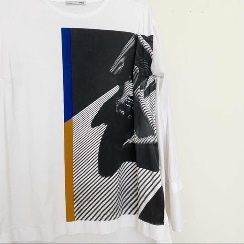 Zara white long sleeves graphic t-shirt - Picture 4 of 8